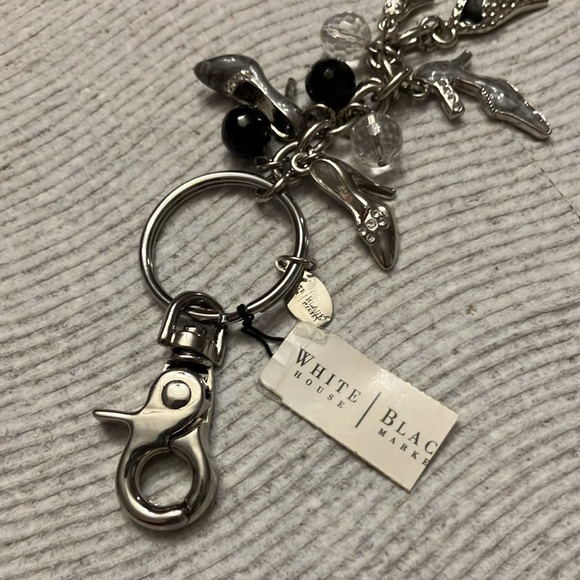 WHITE HOUSE BLACK MARKET. HIGH HEEL BAG CHARM. BLACK & CLEAR BEADS/SILVER. NWT - Picture 5 of 6